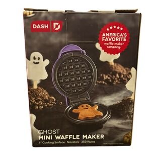Dash Ghost Mini Waffle Maker, 4 Inch Nonstick,‎ Halloween Limited Edition NEW